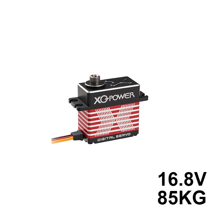 16.8V 85KG Brushless Full Metal Robot Servo - Ultra High Torque Industrial Actuator 16.8V 85KG ultra high torque brushless robot servo motor with full metal CNC aluminum case and steel gears for heavy-duty industrial robotics.