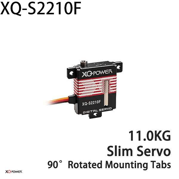 XQ-POWER XQ-S2210F slim wing digital servo with 11 kg·cm torque and 90-degree rotated mounting tabs