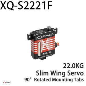 XQ-POWER XQ-S2221F slim wing digital servo with 22 kg·cm torque and 90-degree rotated mounting tabs