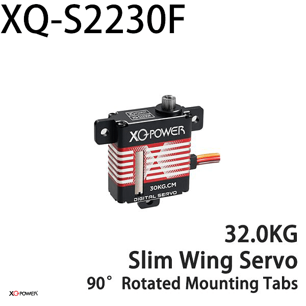 XQ-POWER XQ-S2230F slim wing digital servo with 32 kg·cm torque and 90-degree rotated mounting tabs