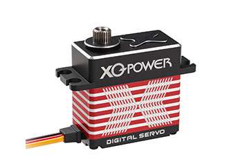XQ-POWER digital servo motor with red heat sink and splined metal output shaft