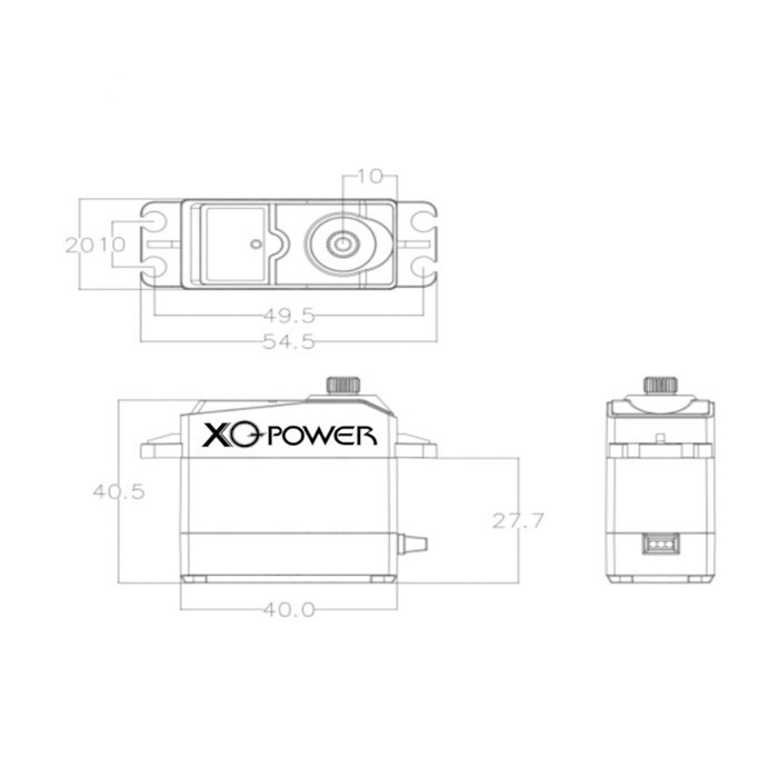 XQ-POWER S3115M 17kg/236oz-in standard digital servo dimension diagram showing mounting points, shaft size, and overall dimensions for robotics and industrial automation