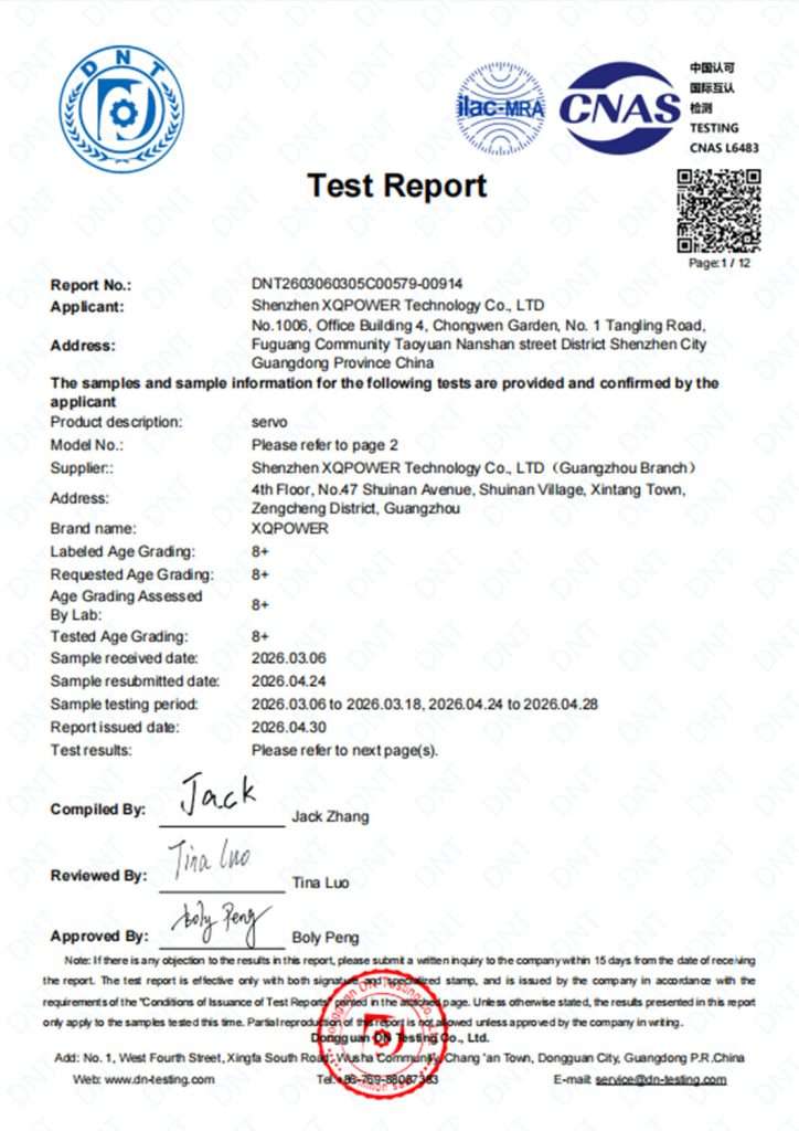 xqpower-astm-test-report XQPOWER ASTM test report for servo motors and electronic control products