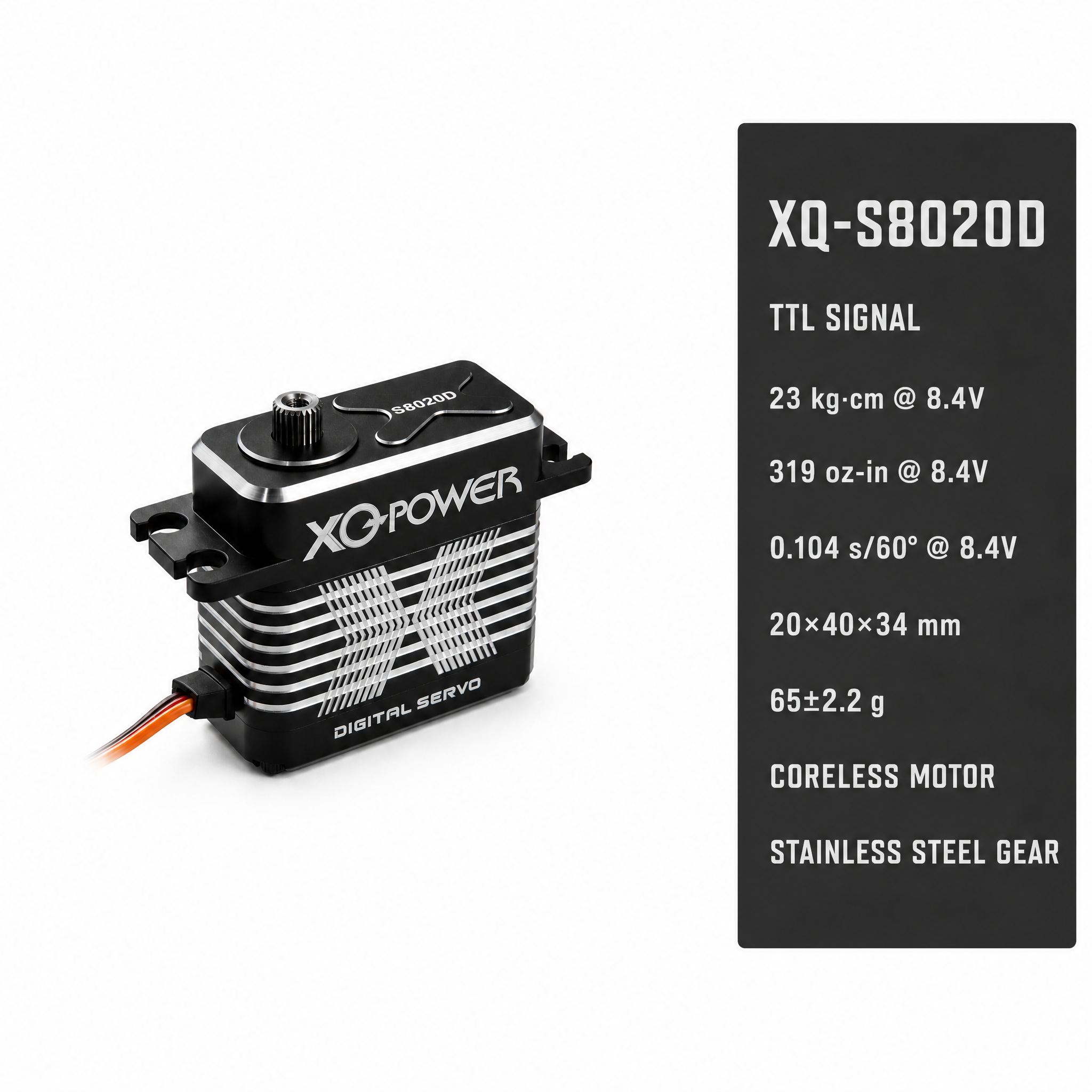 XQ-S8020TTL Smart Serial Bus Servo: 23kg·cm Coreless High-Voltage Actuator - Image 2