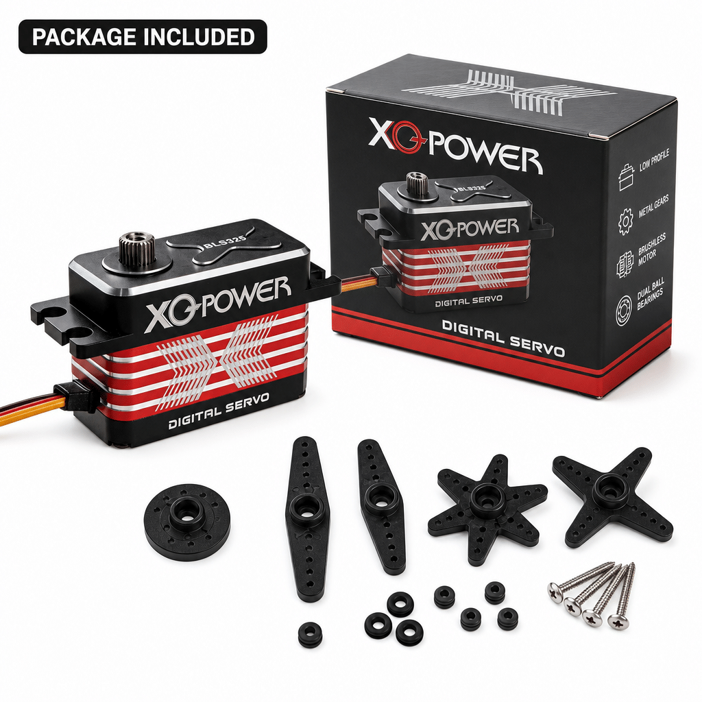 XQ-RS325 low-profile RS485 brushless servo package and accessories