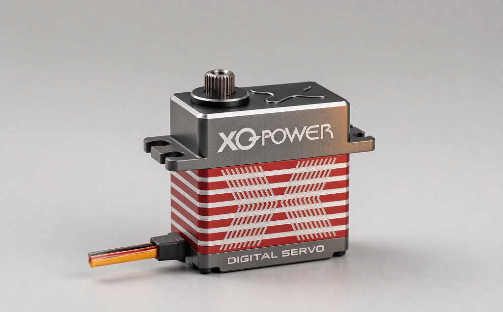 CNC aluminium servo case acting as a heatsink on an XQ-Power brushless servo