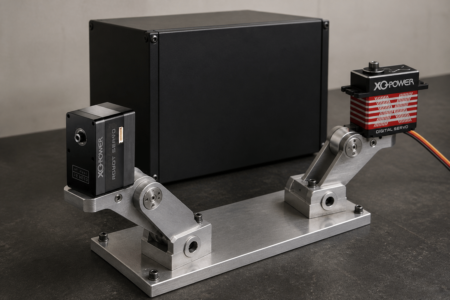 RS460 and RS8125D servos in a joint system test fixture